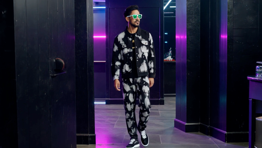 SLAY. Men's Black & White Tie Dye Denim Jacket & Jeans Co-ord Set