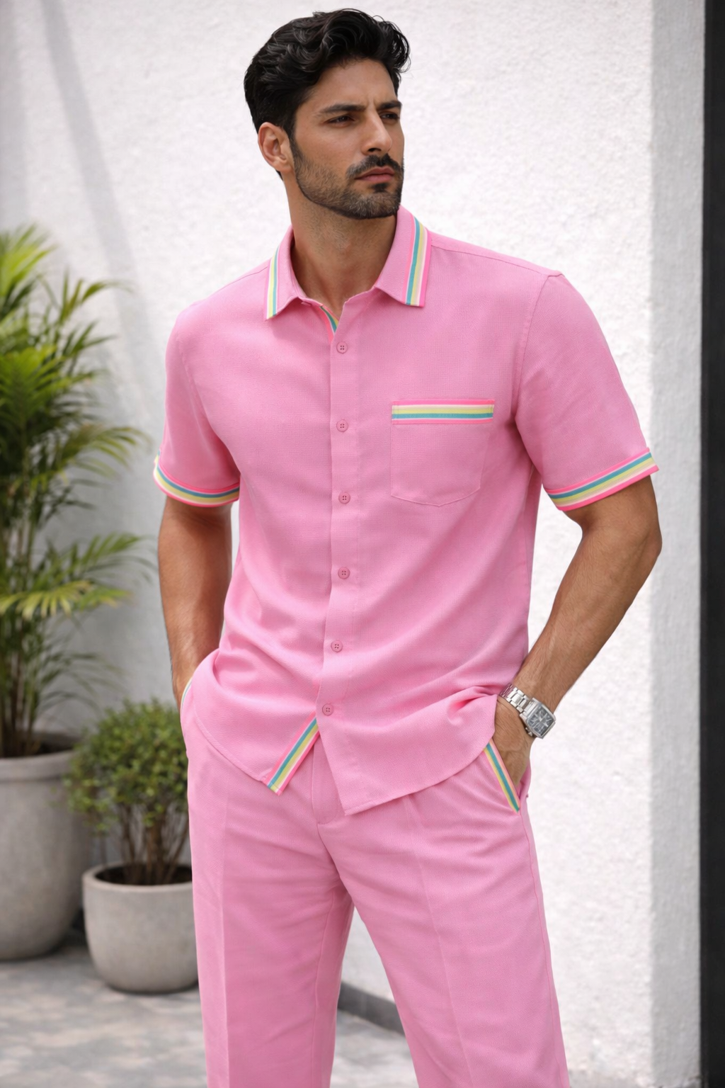 SLAY. Candy Pink Resort Linen Co-ord Set