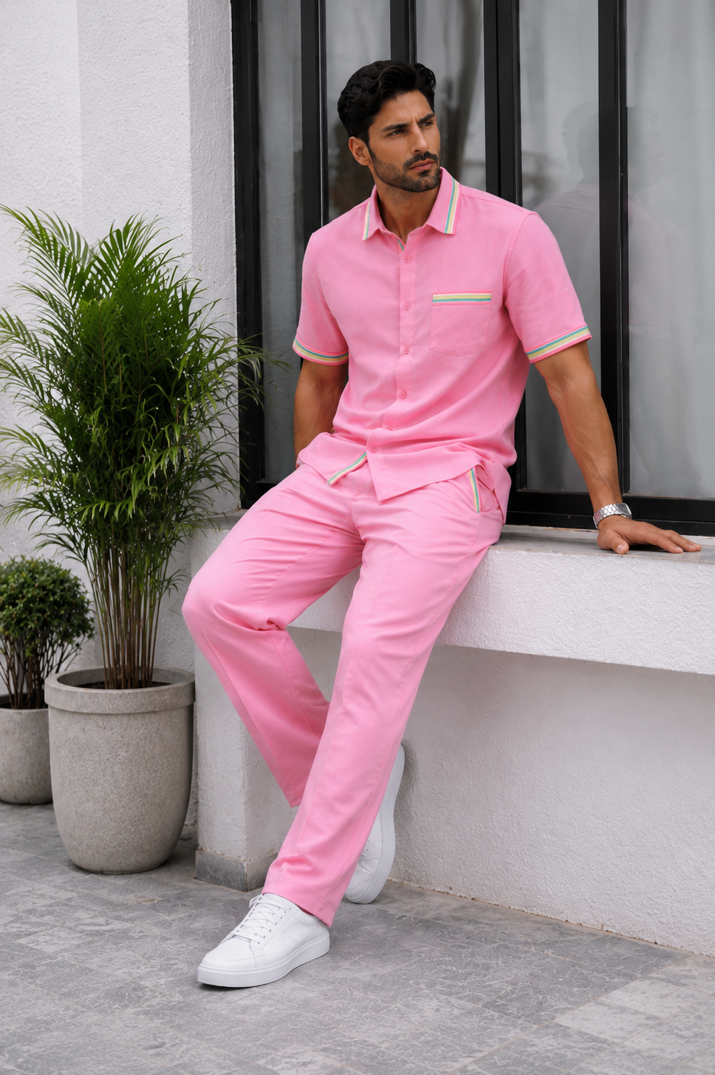 SLAY. Candy Pink Resort Linen Co-ord Set