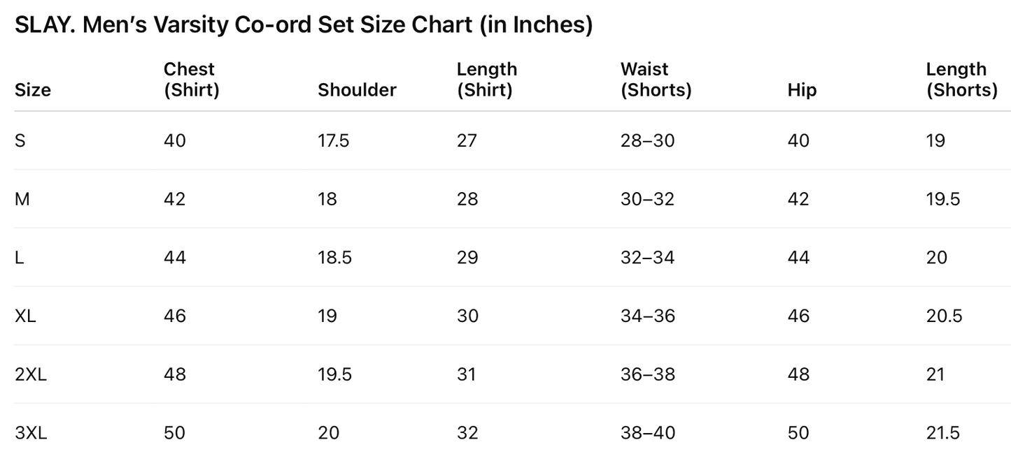 SLAY. Men's Yellow Varsity Co-ord Set