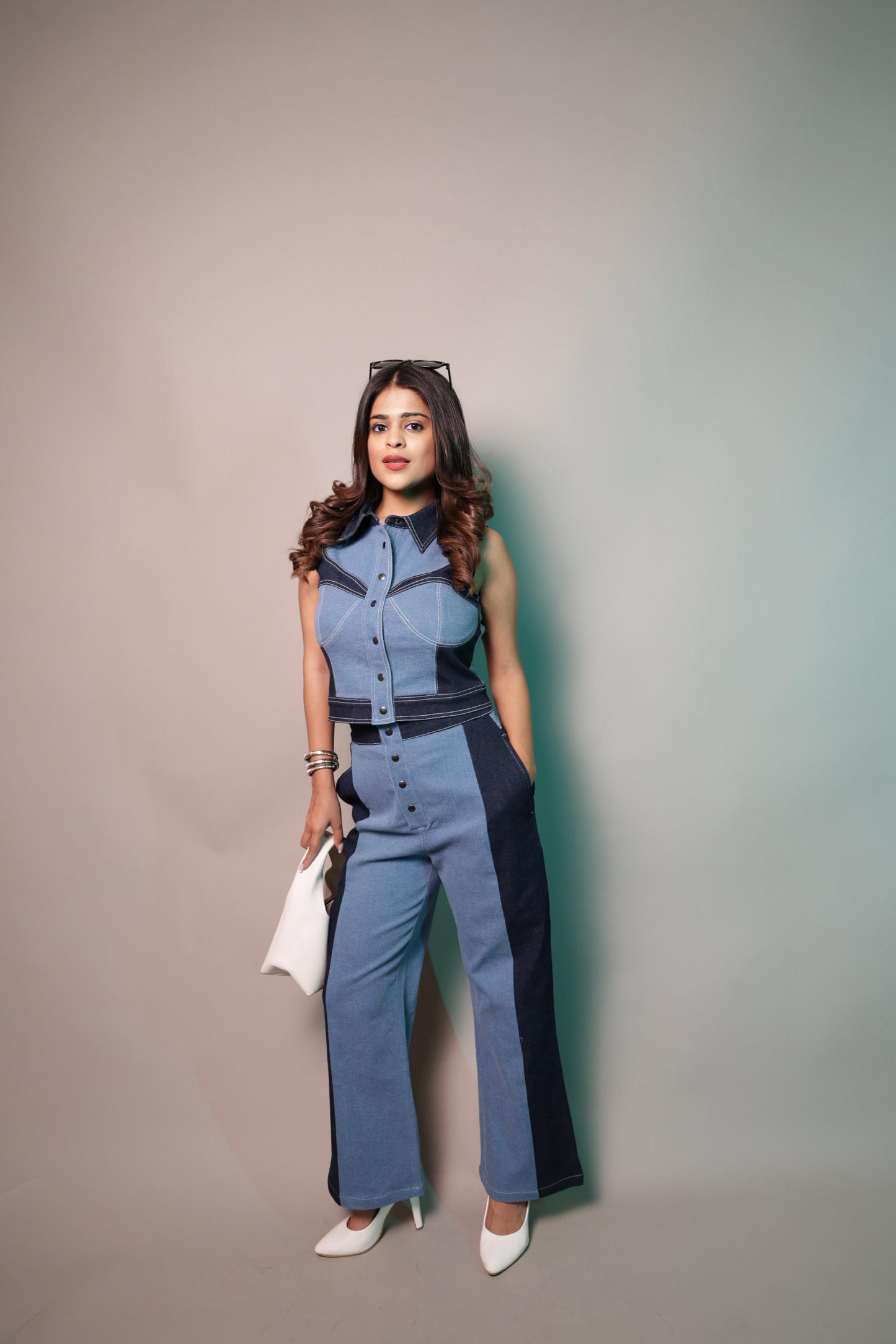 SLAY. Women's Two-Tone Sculpt Denim Co-ord Set
