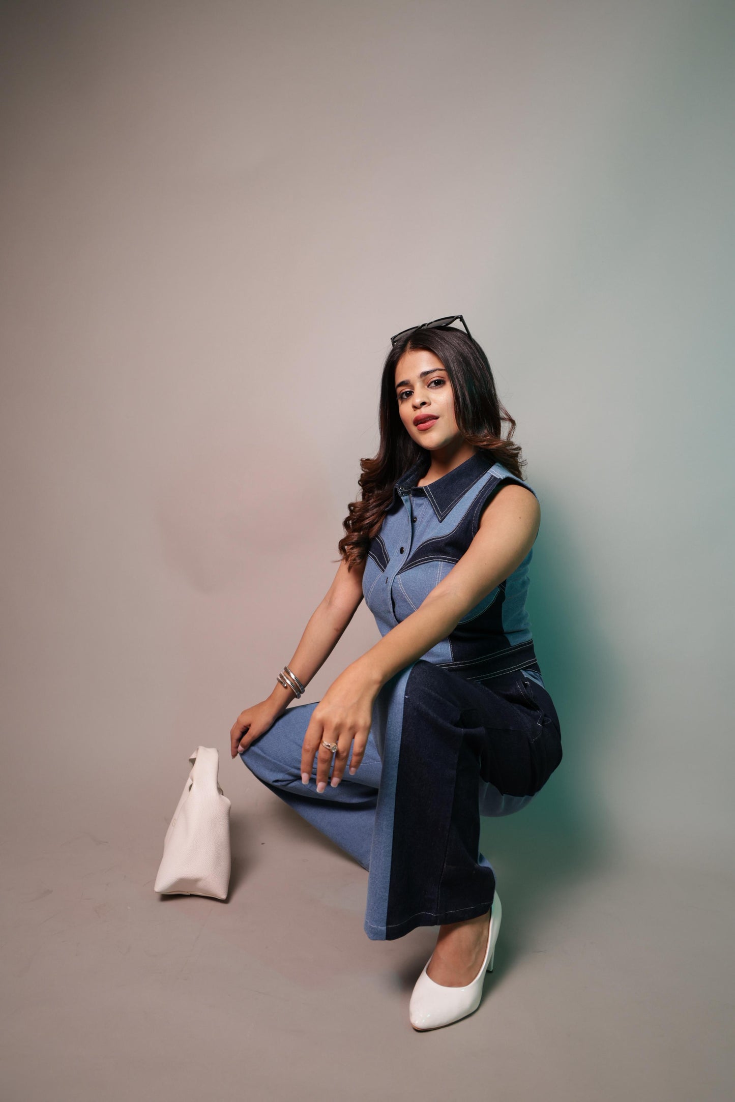 SLAY. Women's Two-Tone Sculpt Denim Co-ord Set