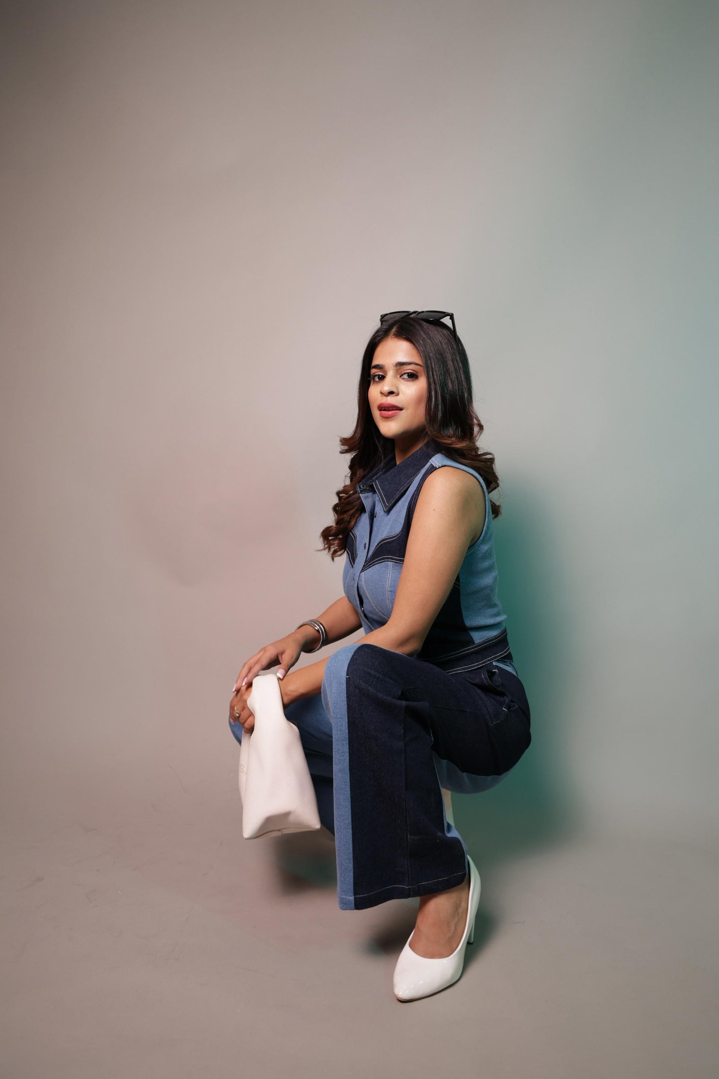 SLAY. Women's Two-Tone Sculpt Denim Co-ord Set