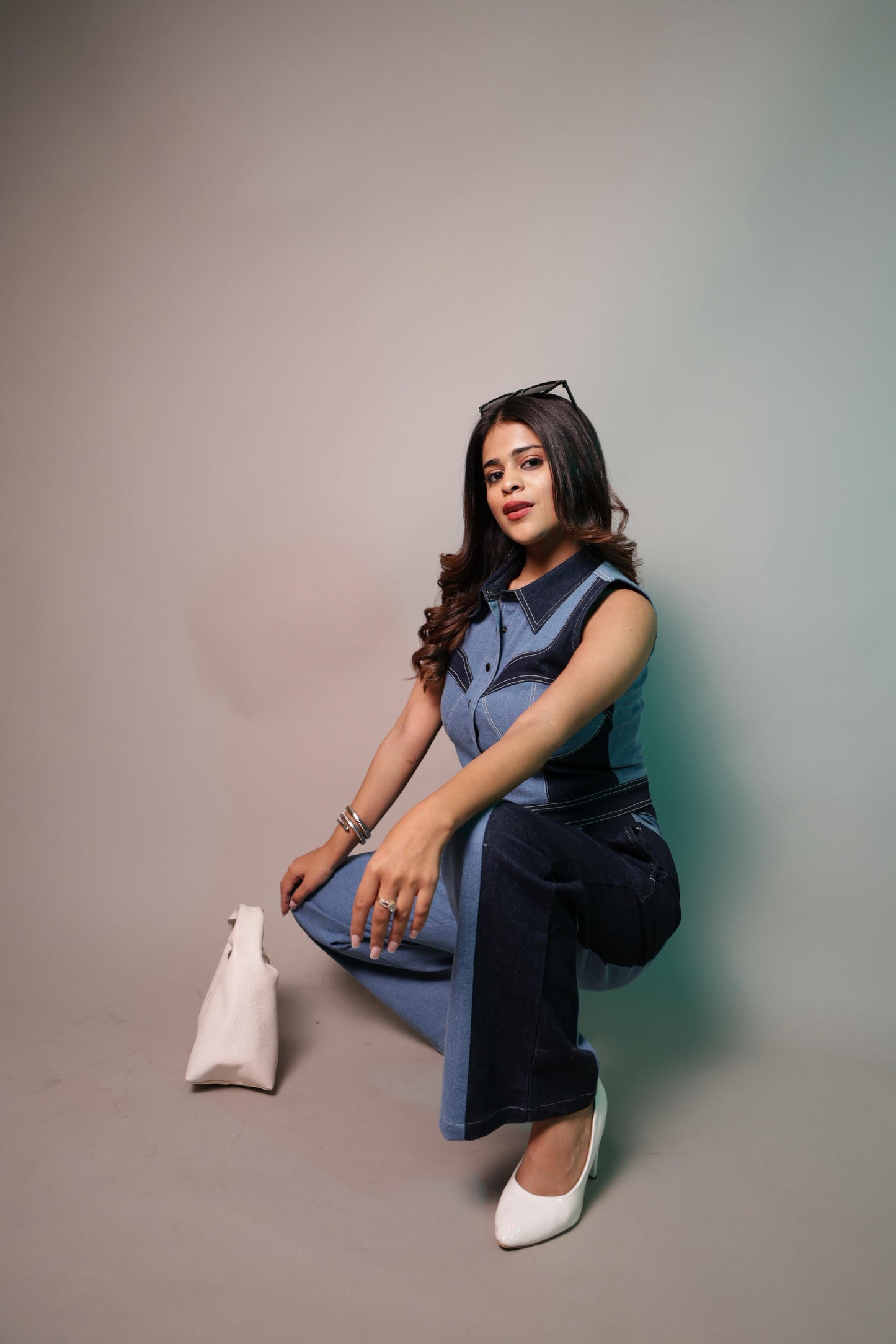 SLAY. Women's Two-Tone Sculpt Denim Co-ord Set