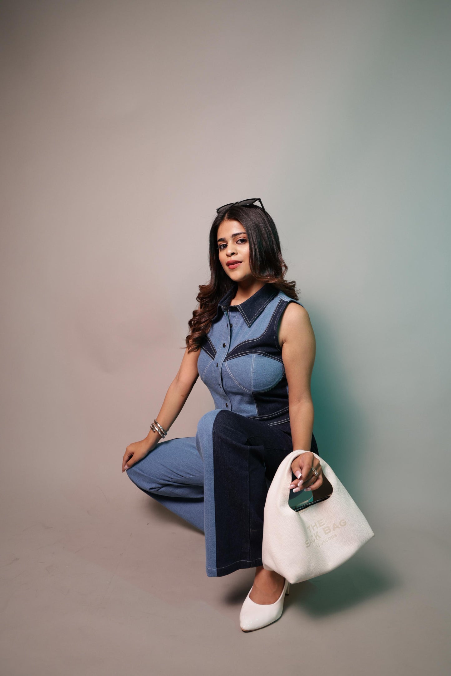 SLAY. Women's Two-Tone Sculpt Denim Co-ord Set