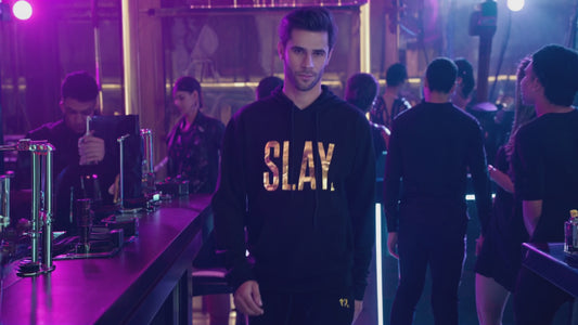 SLAY. Men's Limited Edition Gold Foil Printed Black Printed Tracksuit