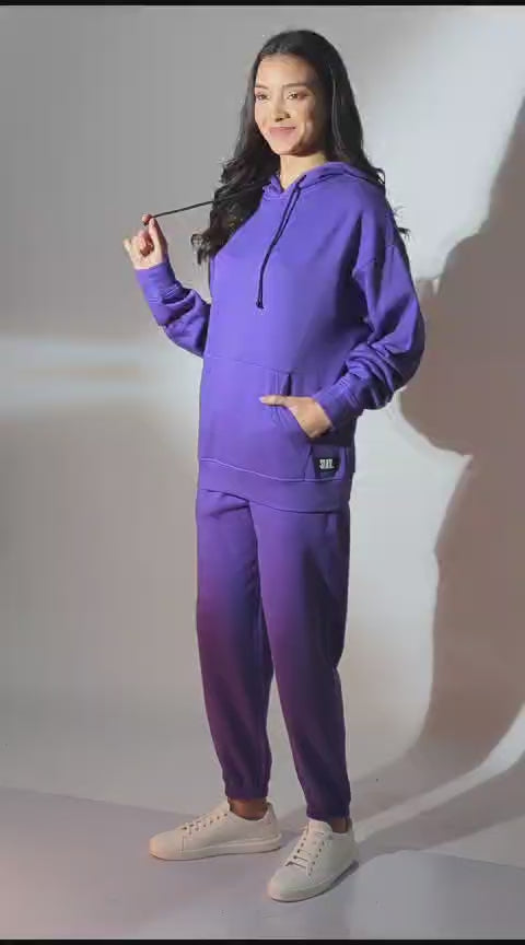 SLAY. Women's Purple Oversized Drop Shoulder Hoodie & Joggers Co-ord Set