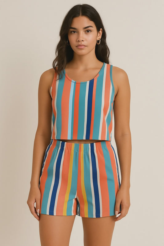 SLAY. Women's Everyday Stripes Co-ord Set – Tank Top & Shorts