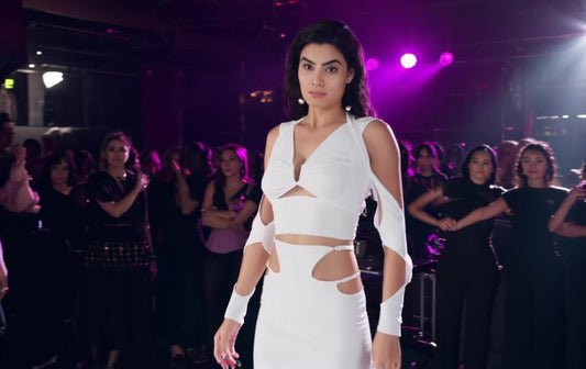 SLAY. Women's White Asymmetric Cutout Top & Skirt Co ord Set