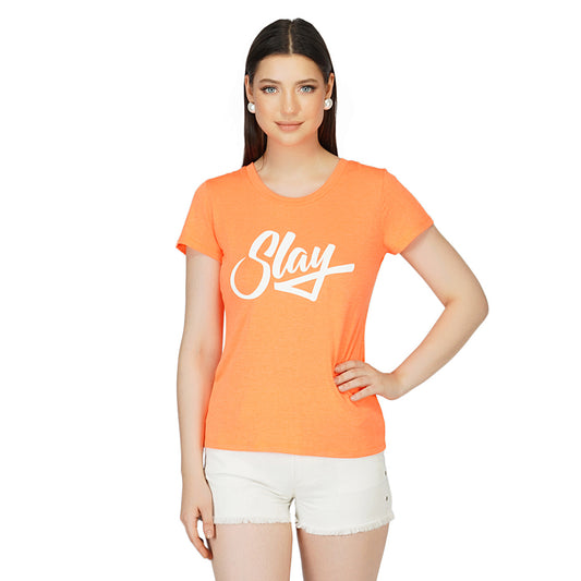 SLAY. Sport Women's Neon Orange Printed T-shirt
