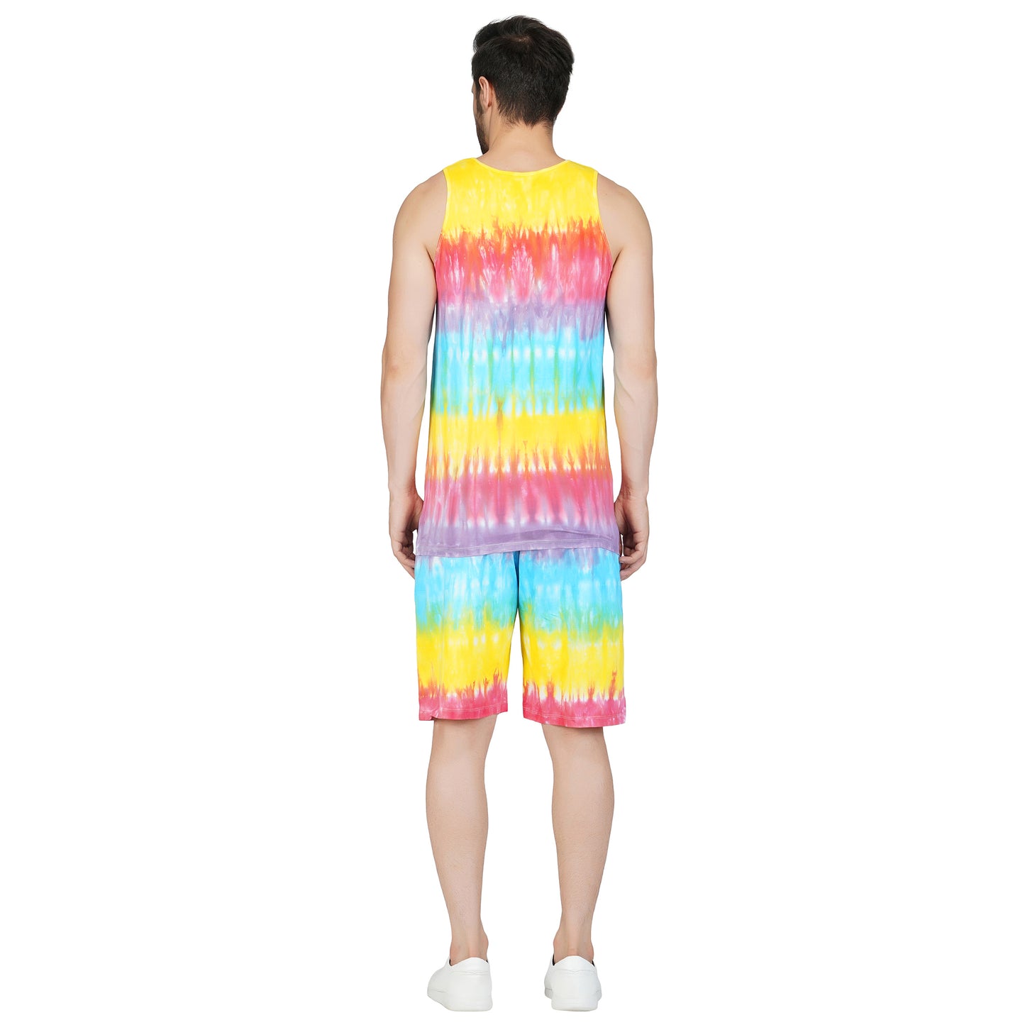 SLAY. Men's Rainbow Tie Dye Vest & Shorts Co-ord Set