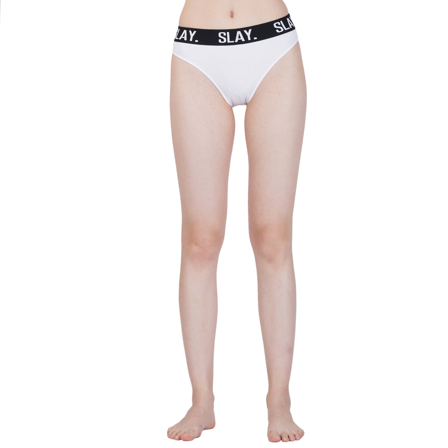 SLAY. Women's Underwear Lingerie Modern Sports Bra and Panty Set White