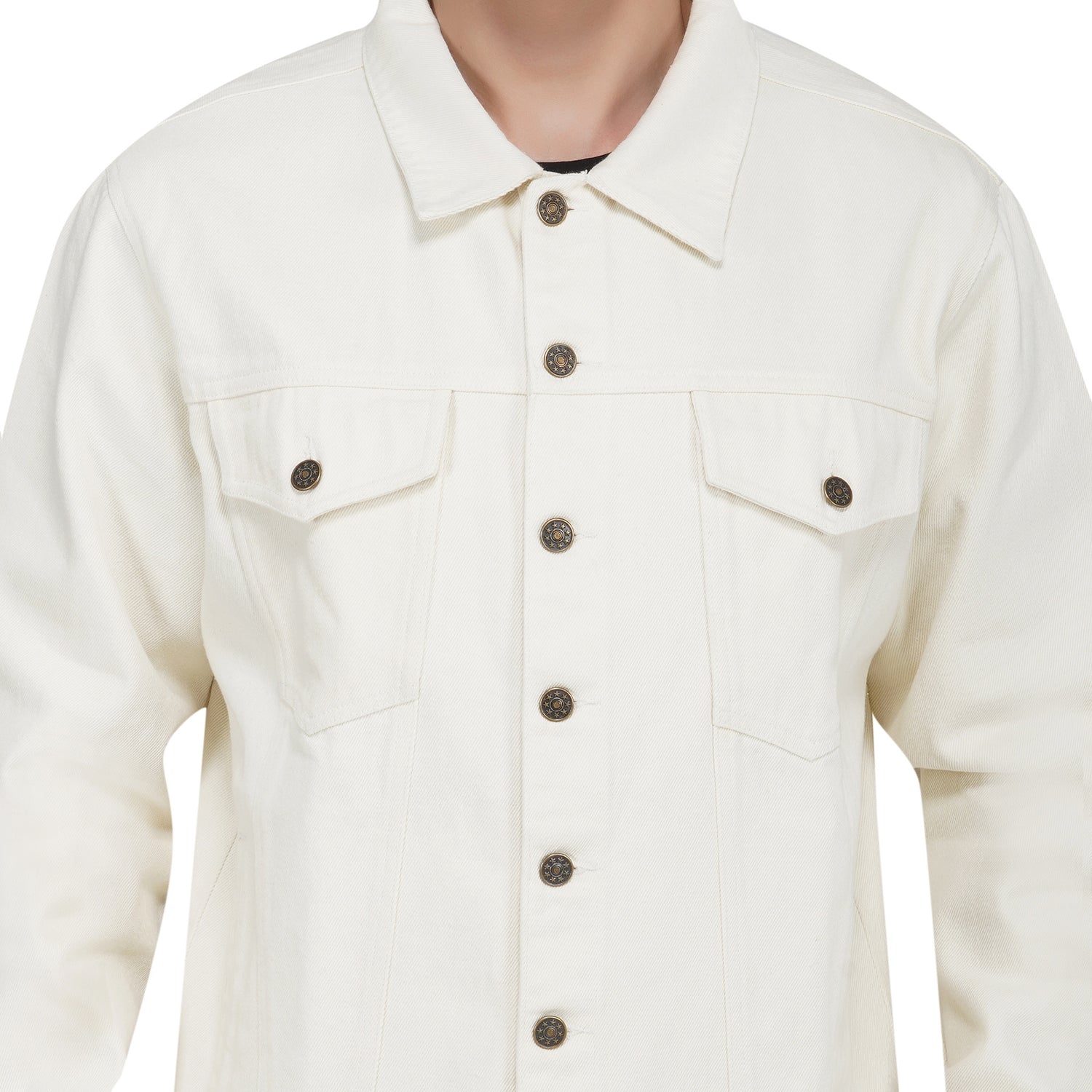 SLAY. Men's Off-White Vintage Button-Down Denim Biker Jacket-clothing-to-slay.myshopify.com-Jacket