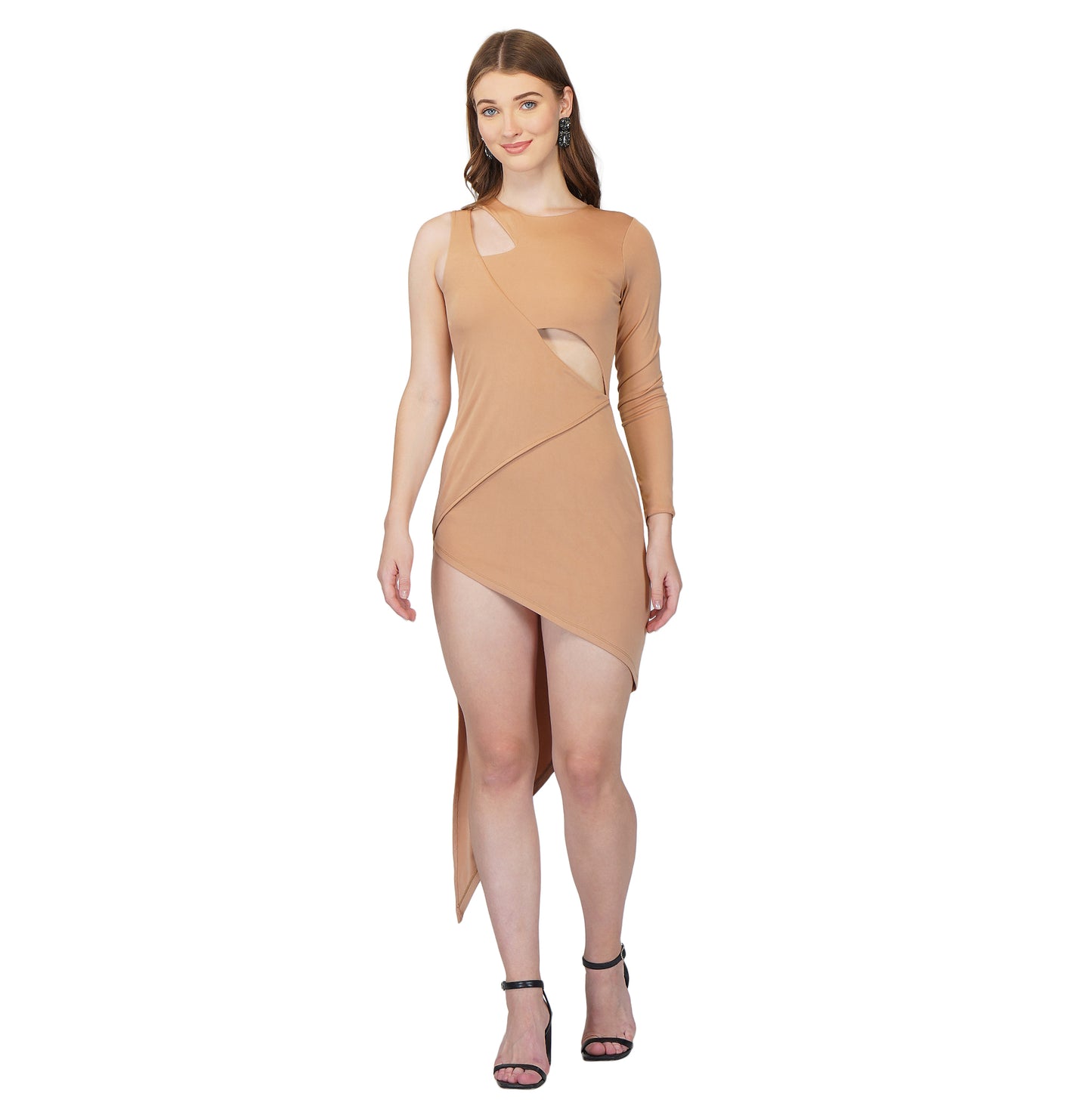 SLAY. Women's Beige Asymmetric Dress