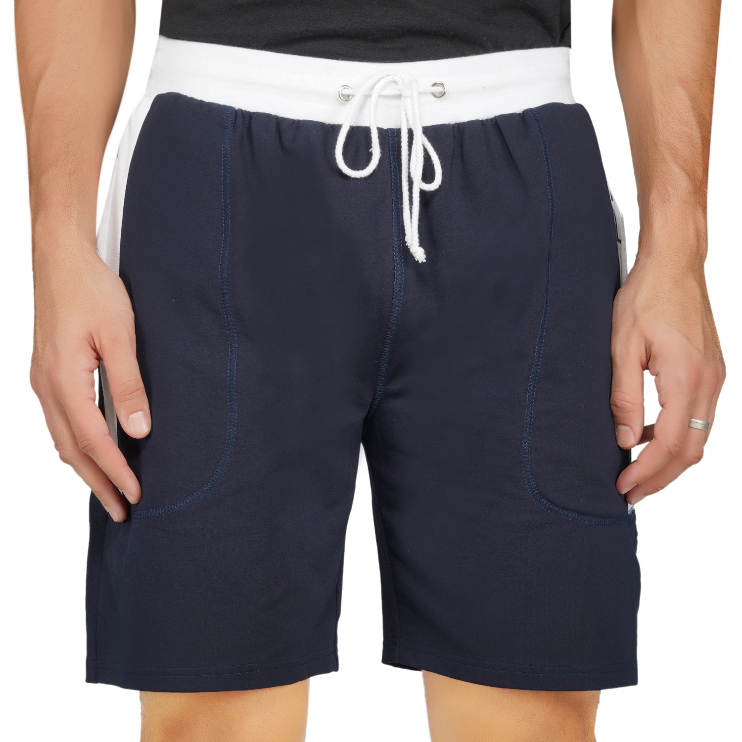 SLAY. Men's Navy Blue Shorts with White Stripes-clothing-to-slay.myshopify.com-Joggers