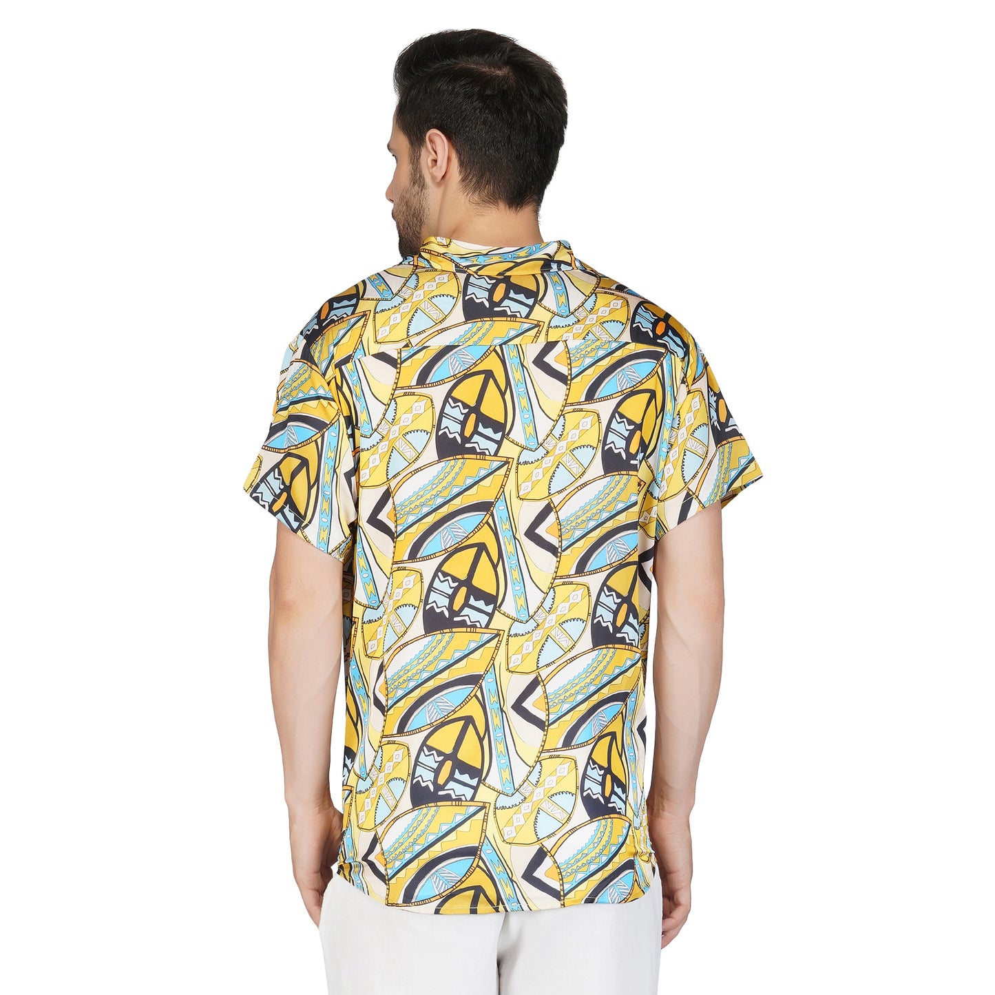 SLAY. Men's Abstract Print Designer Satin Resort Shirt