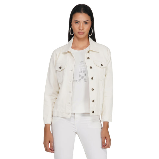SLAY. Women's Off-white Denim Jacket-clothing-to-slay.myshopify.com-Denim Jacket