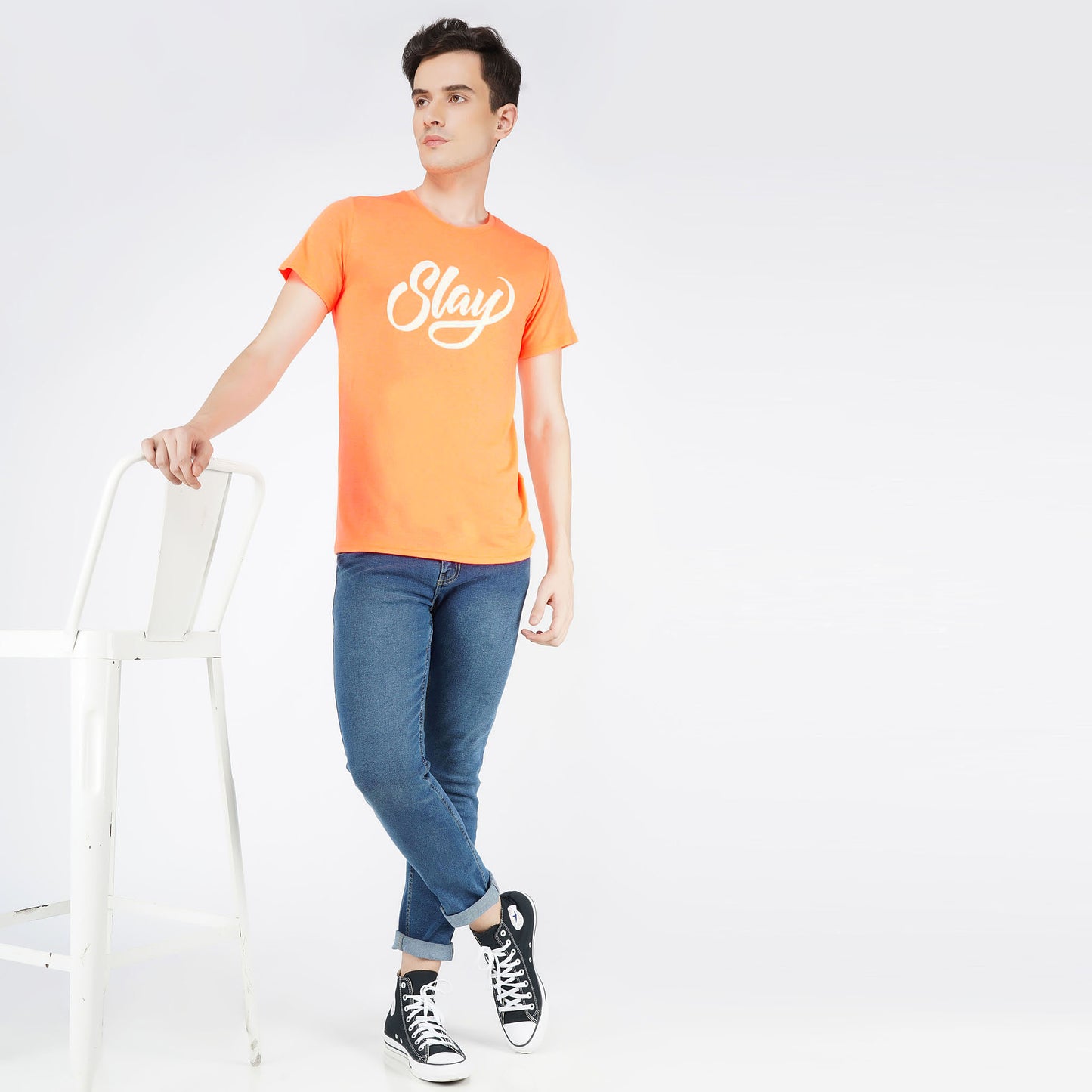 SLAY. Sport Men's Printed Neon Orange T-shirt-clothing-to-slay.myshopify.com-T-Shirt