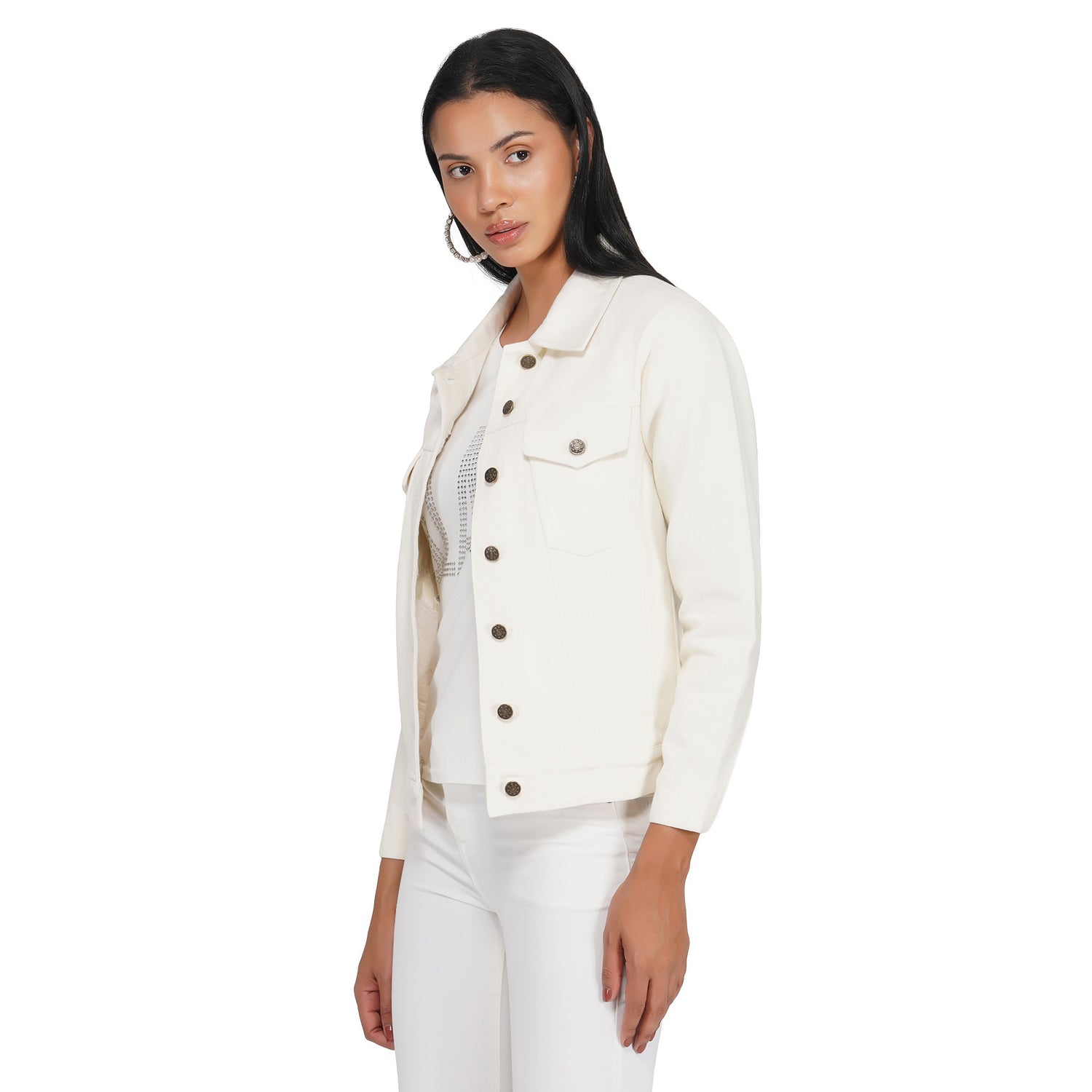 SLAY. Women's Off-white Denim Jacket-clothing-to-slay.myshopify.com-Denim Jacket