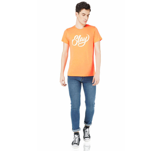 SLAY. Sport Men's Printed Neon Orange T-shirt-clothing-to-slay.myshopify.com-T-Shirt