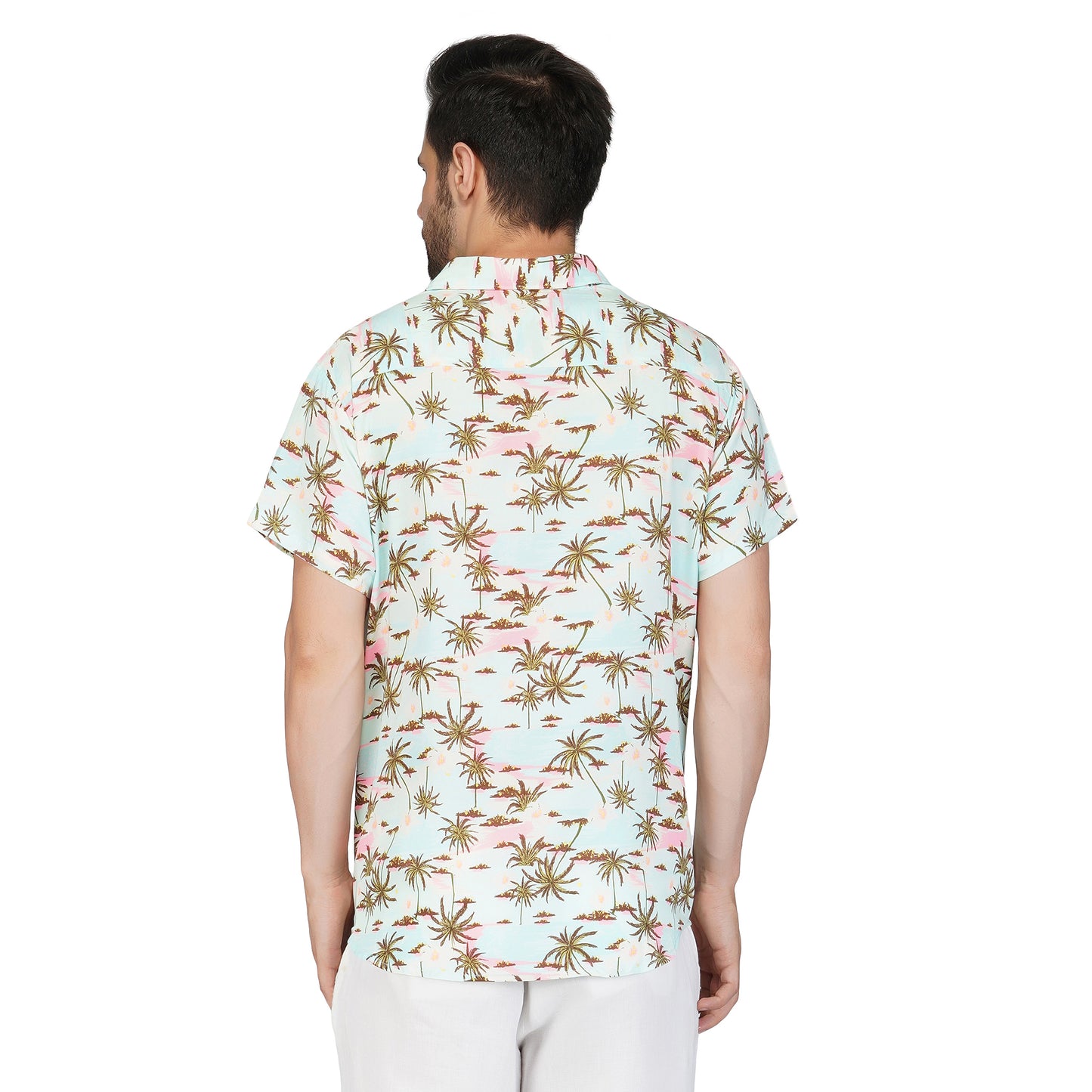 SLAY. Men's Palm Tree Print Designer Resort Shirt