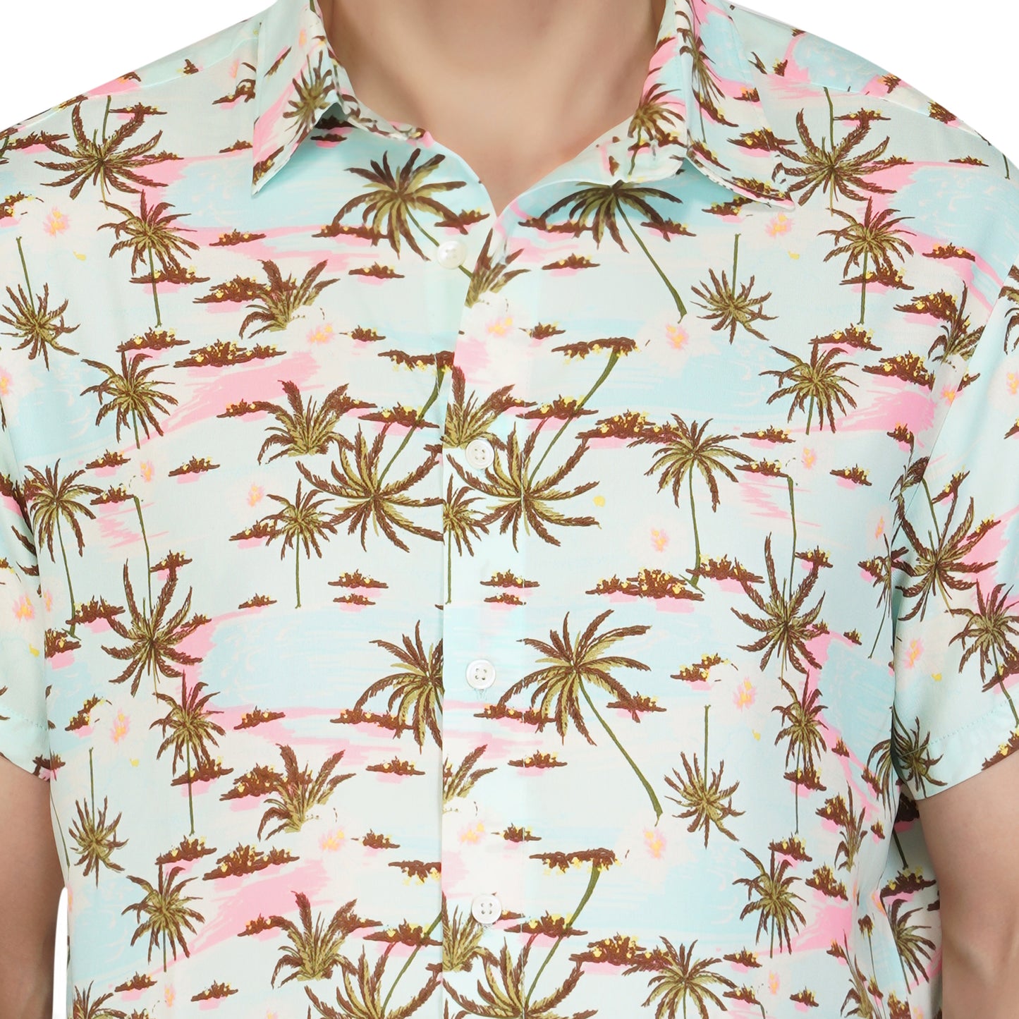 SLAY. Men's Palm Tree Print Designer Resort Shirt