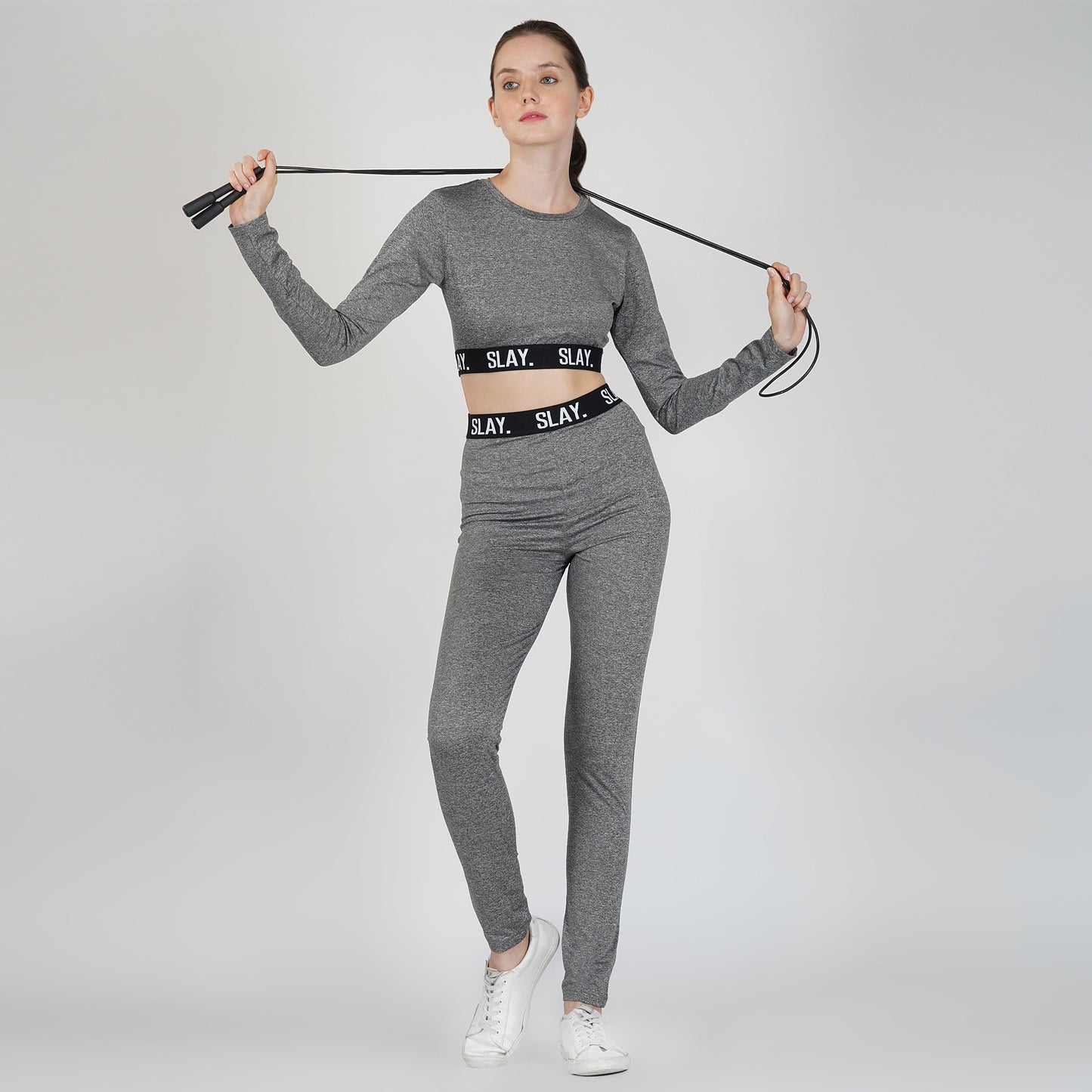 SLAY. Sport Women's Activewear Full Sleeves Crop Top And Pants Co ord Set  Women's activewear co-ord sets Gym co-ord sets for ladies Matching
