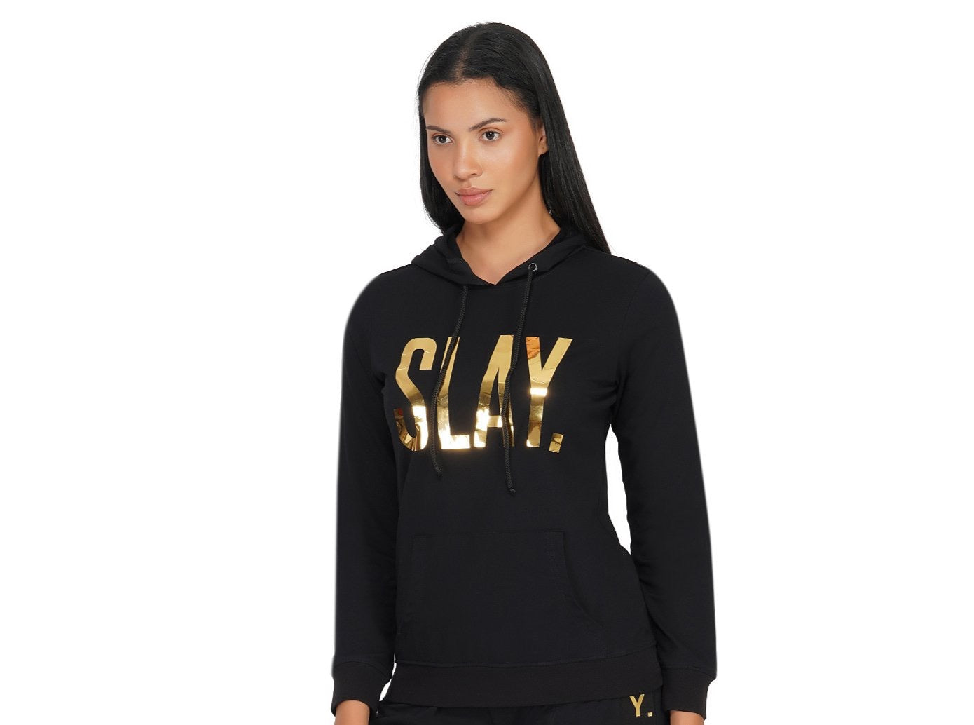 SLAY. Classic Women's Limited Edition Gold Mirror Foil Print Black Hoodie-clothing-to-slay.myshopify.com-Tracksuit