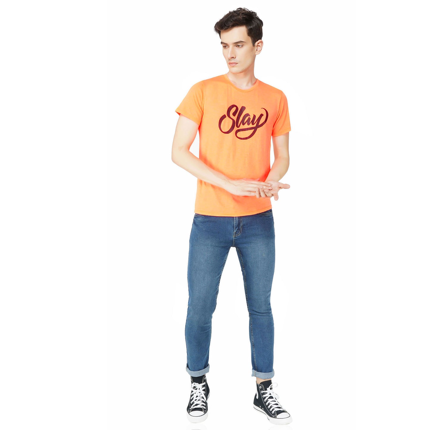 SLAY. Sport Men's Printed Neon Orange T-shirt-clothing-to-slay.myshopify.com-T-Shirt