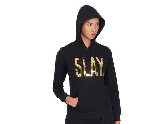 SLAY. Classic Women's Limited Edition Gold Mirror Foil Print Black Hoodie-clothing-to-slay.myshopify.com-Tracksuit