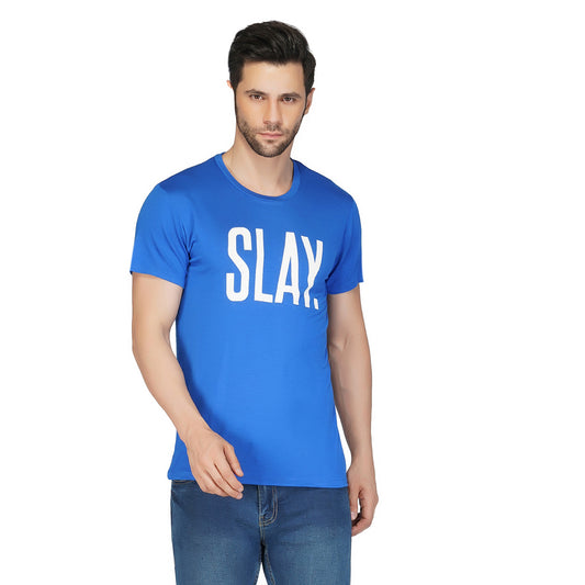 SLAY. Men's Blue Printed T-Shirt