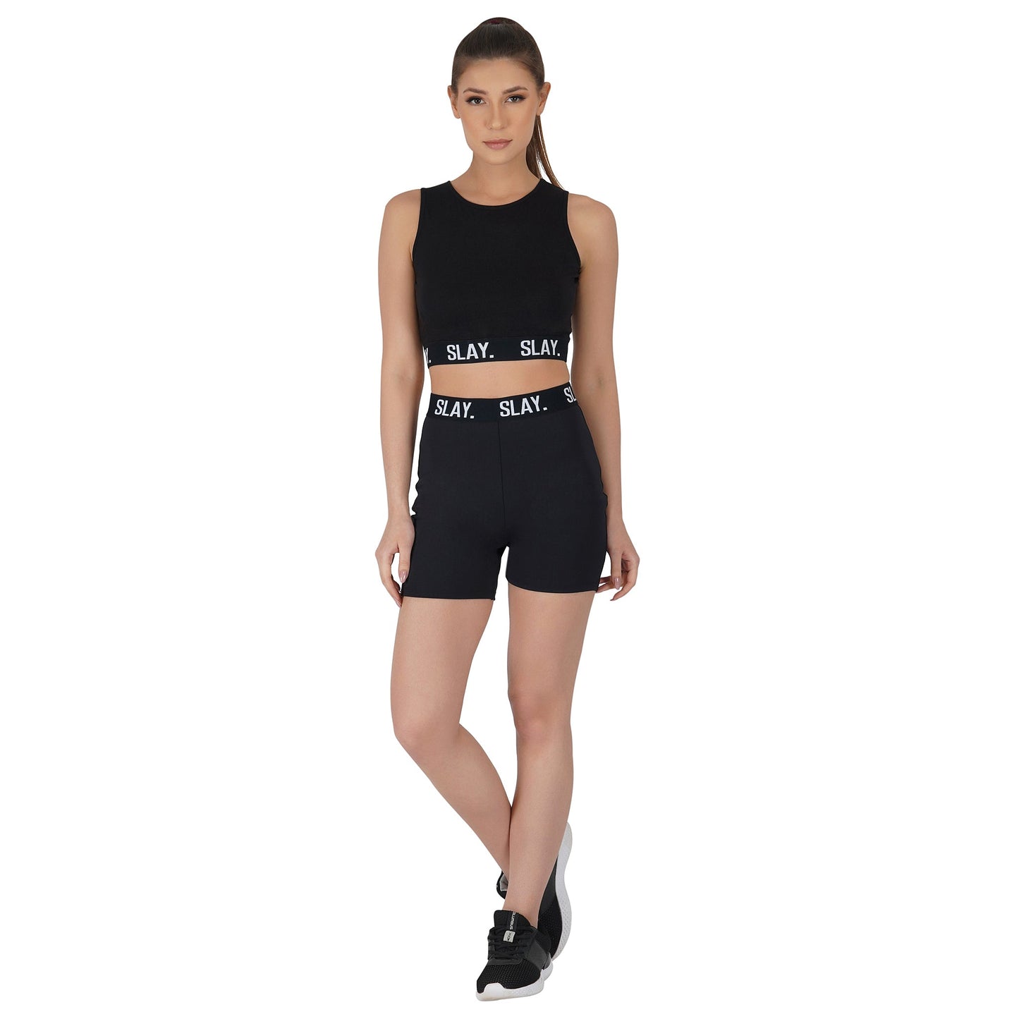 SLAY. Women's Activewear Black Crop Top