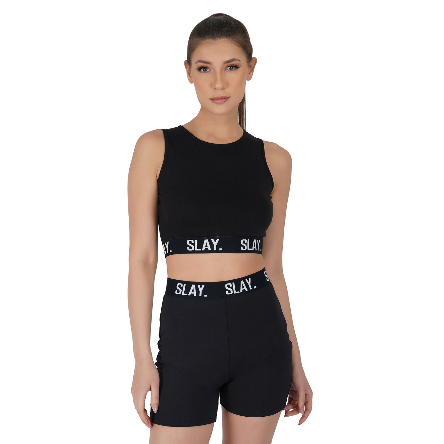 SLAY. Sport Women's Activewear Crop Top And Shorts Co-ord Set
