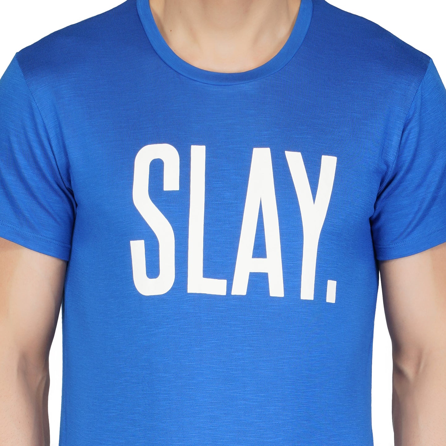 SLAY. Men's Blue Printed T-Shirt