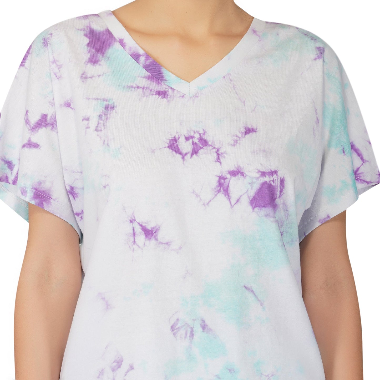 SLAY. Women's Tie Dye Oversized  V neck T Shirt