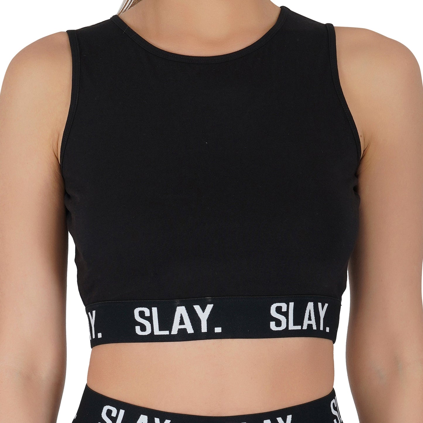 SLAY. Women's Activewear Black Crop Top