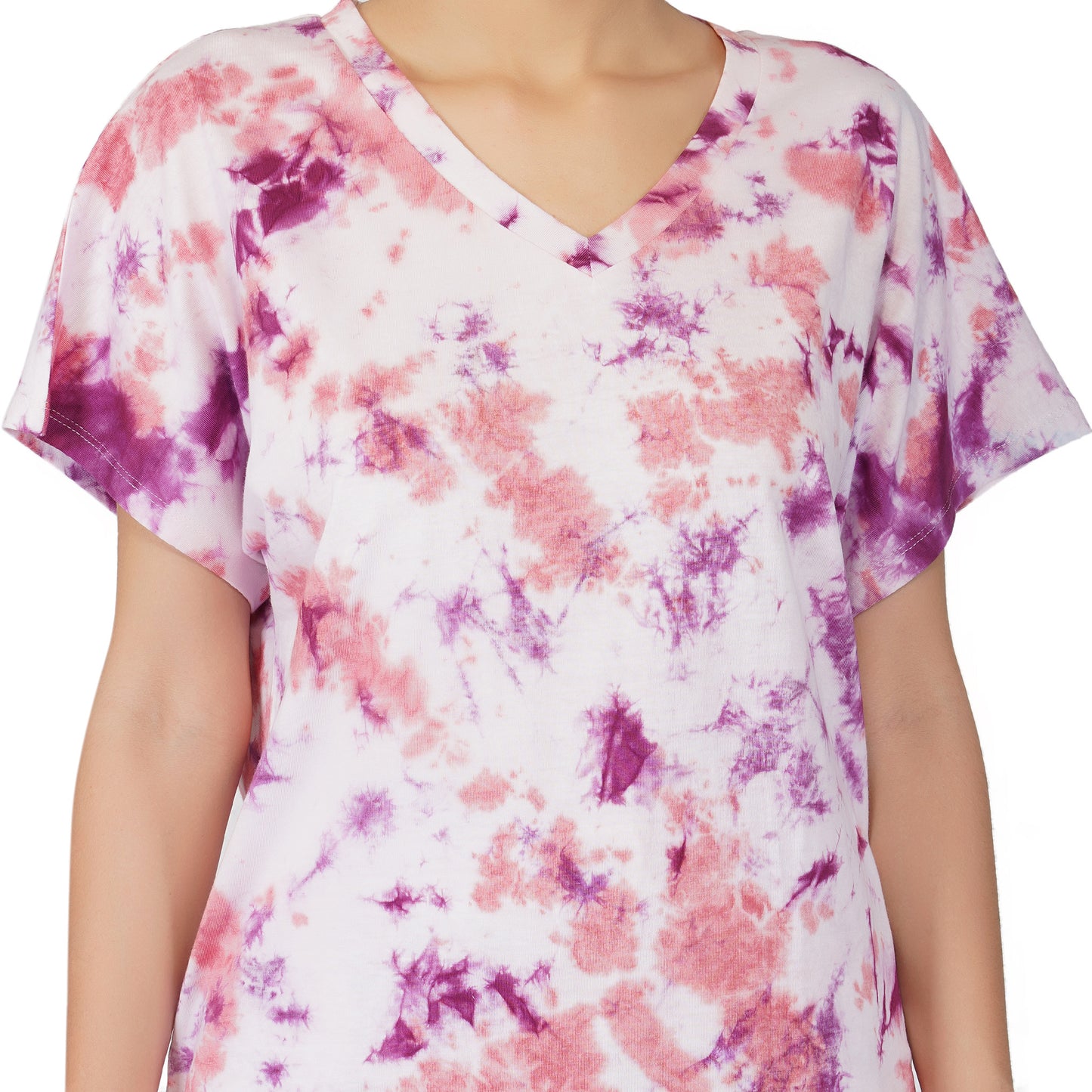 SLAY. Women's Oversized Lavender  Lilac Tie Dye T Shirt & Shorts Co-ord Set