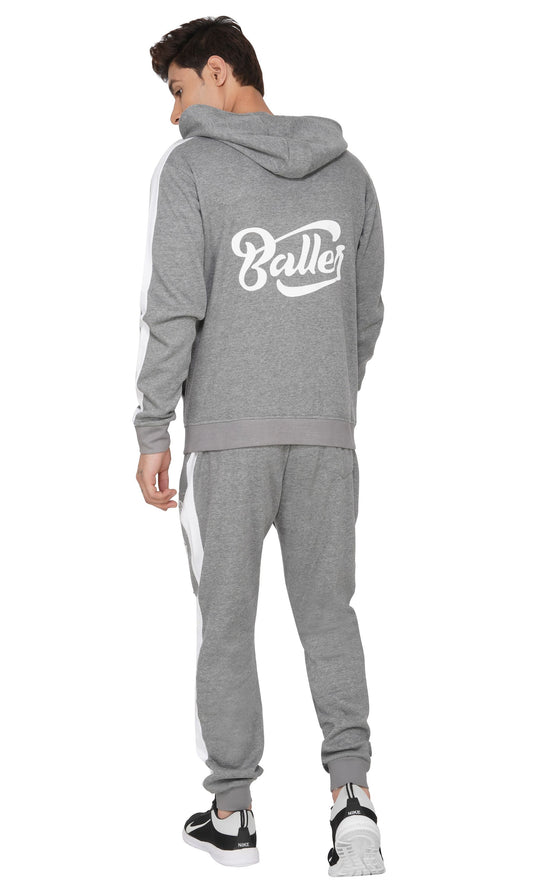 SLAY. Men's Baller Edition Light Grey Tracksuit with White Stripes-clothing-to-slay.myshopify.com-Tracksuit