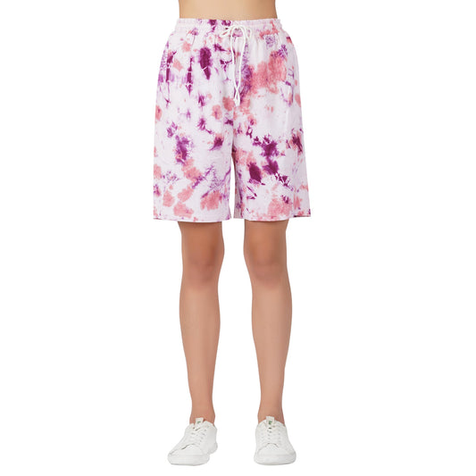 SLAY. Women's Oversized Lavender Lilac Tie Dye Shorts