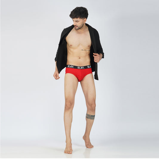 SLAY. Men's Red Underwear Cotton Briefs
