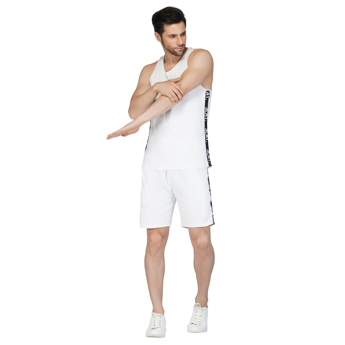 SLAY. Men's White Gym Vest(4 Way Stretch Fabric)