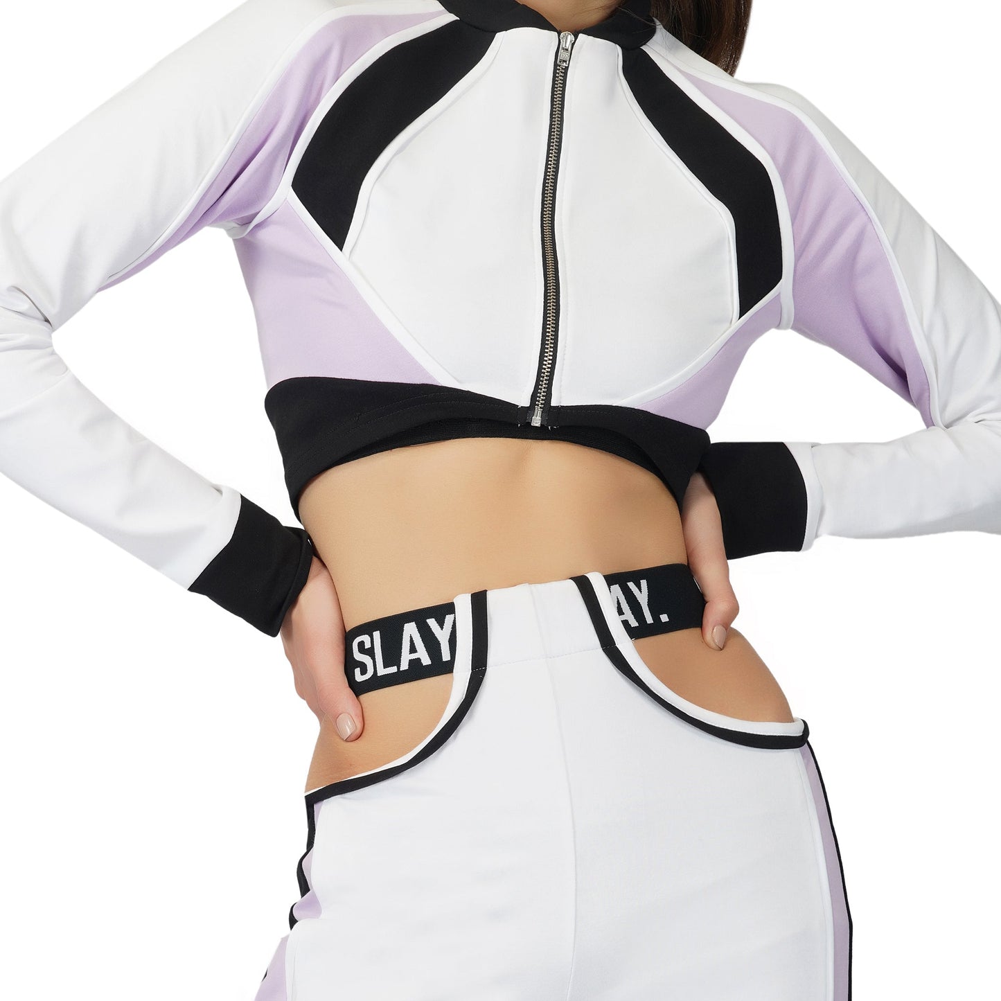 SLAY. Women's Activewear Lavender Lilac Colorblock Cargo Jogger Pants Streetwear