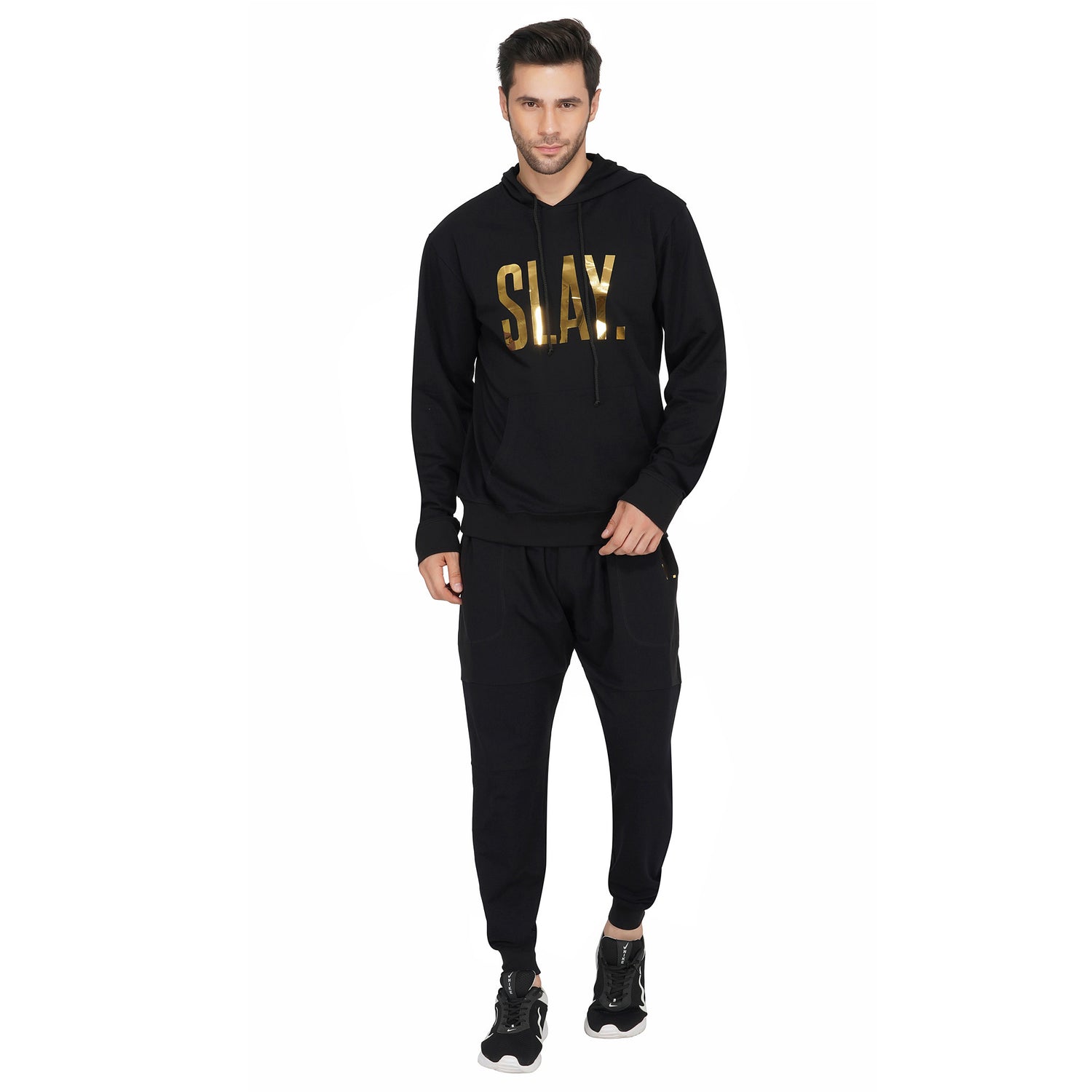 SLAY. Classic Men's Limited Edition Gold Foil Printed Black Printed Tracksuit-clothing-to-slay.myshopify.com-Tracksuit