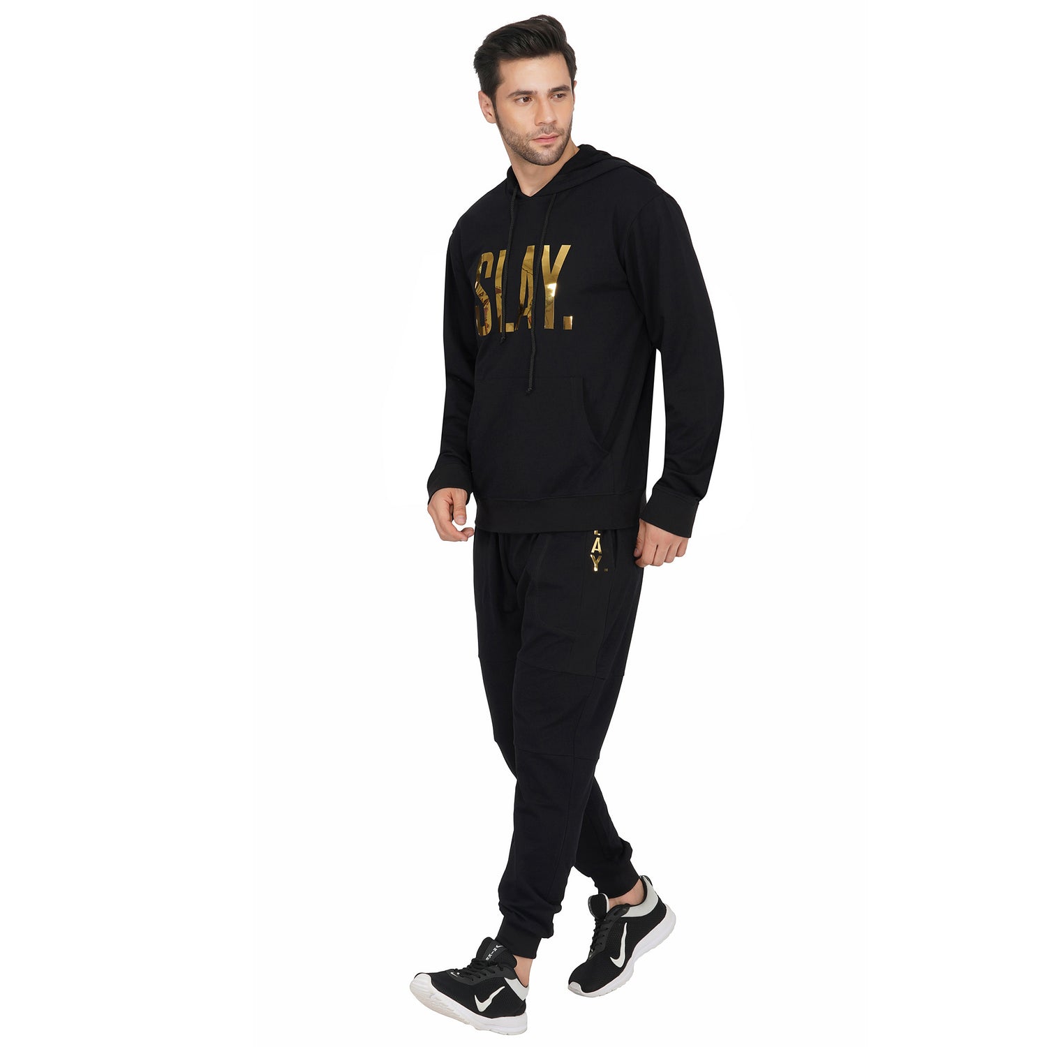 SLAY. Classic Men's Limited Edition Gold Foil Printed Black Printed Tracksuit-clothing-to-slay.myshopify.com-Tracksuit