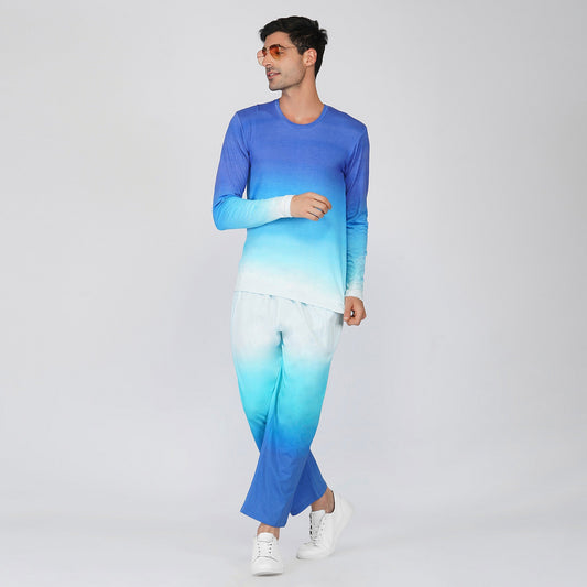 SLAY. Men's White to Blue Ombre Pants