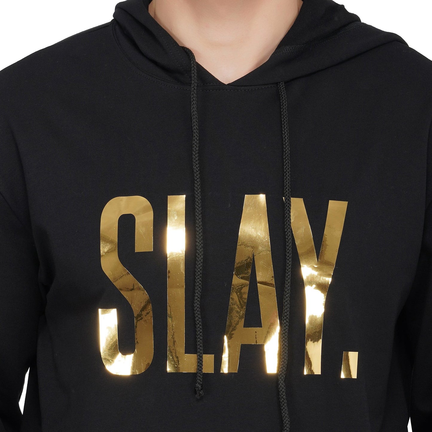 SLAY. Classic Men's Limited Edition Gold Foil Printed Black Printed Hoodie-clothing-to-slay.myshopify.com-Hoodie