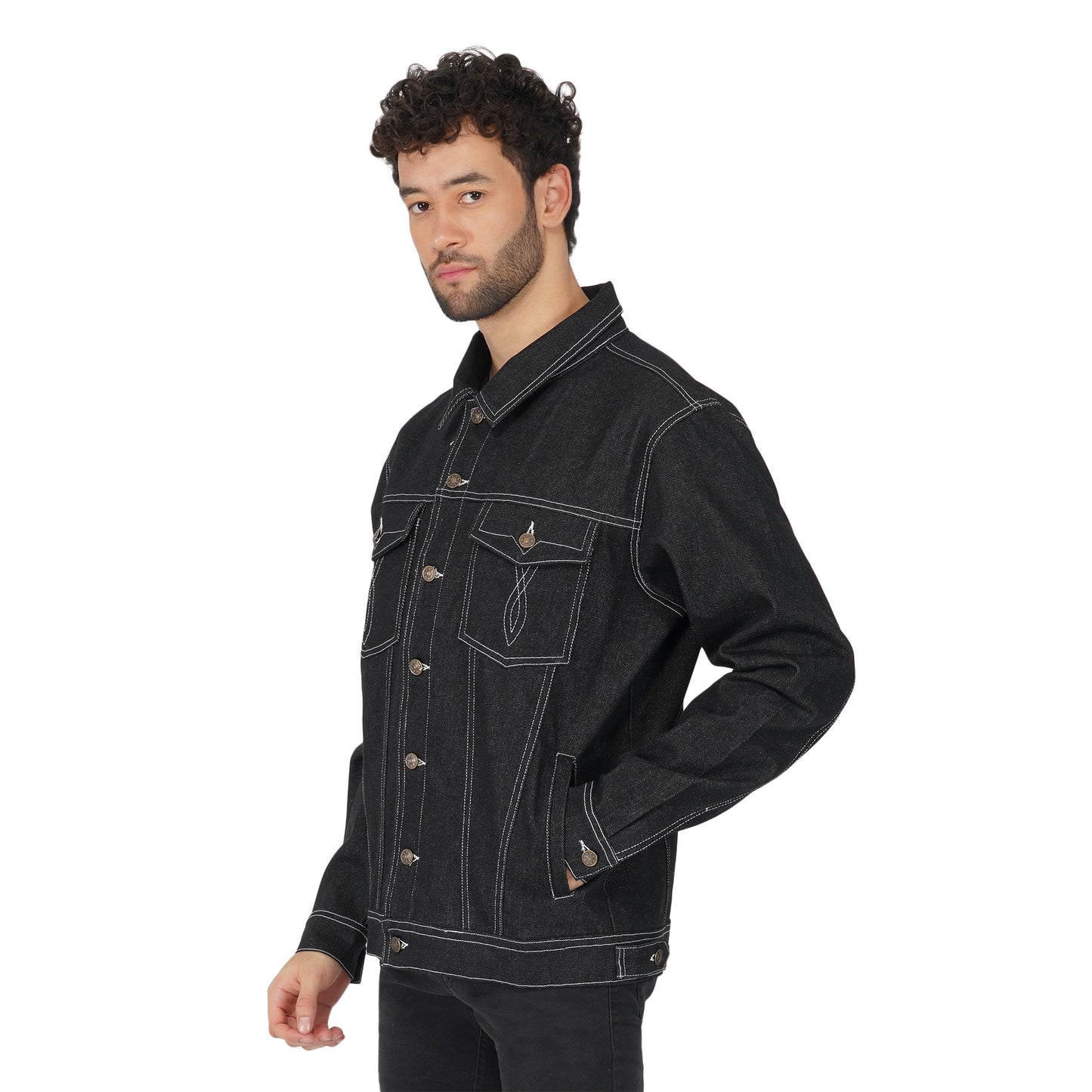 SLAY. Men's Black Denim Cotton Biker Jacket For Men-clothing-to-slay.myshopify.com-Denim Jacket