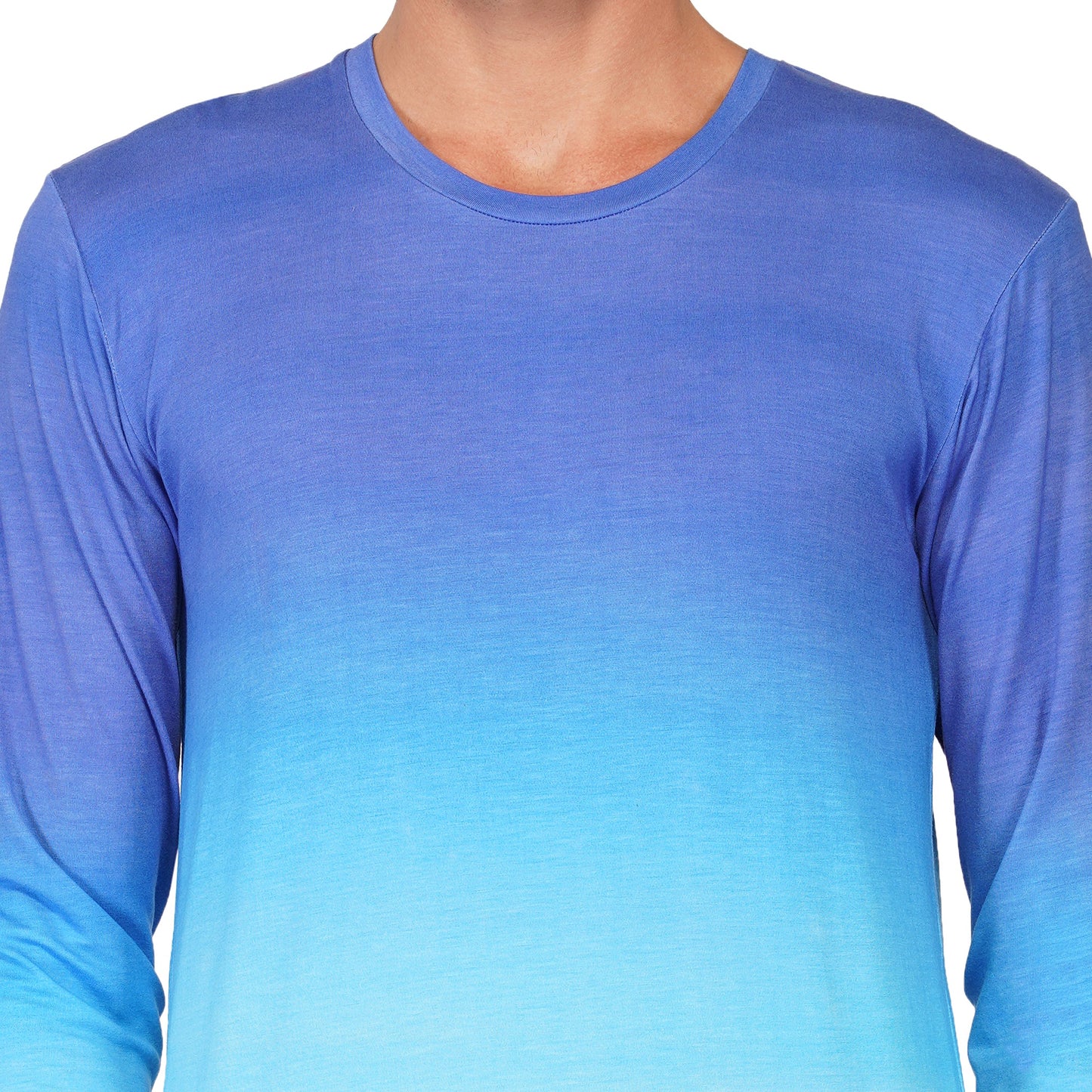 SLAY. Men's Blue to White Ombre Full Sleeves T Shirt
