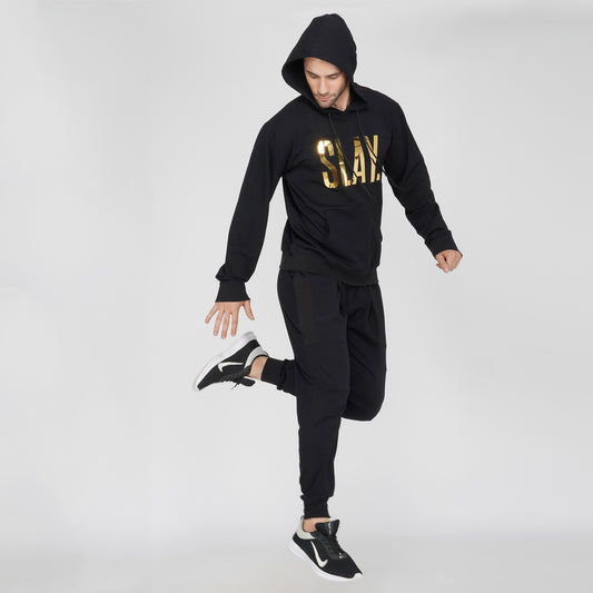 SLAY. Classic Men's Limited Edition Gold Foil Printed Black Printed Tracksuit-clothing-to-slay.myshopify.com-Tracksuit