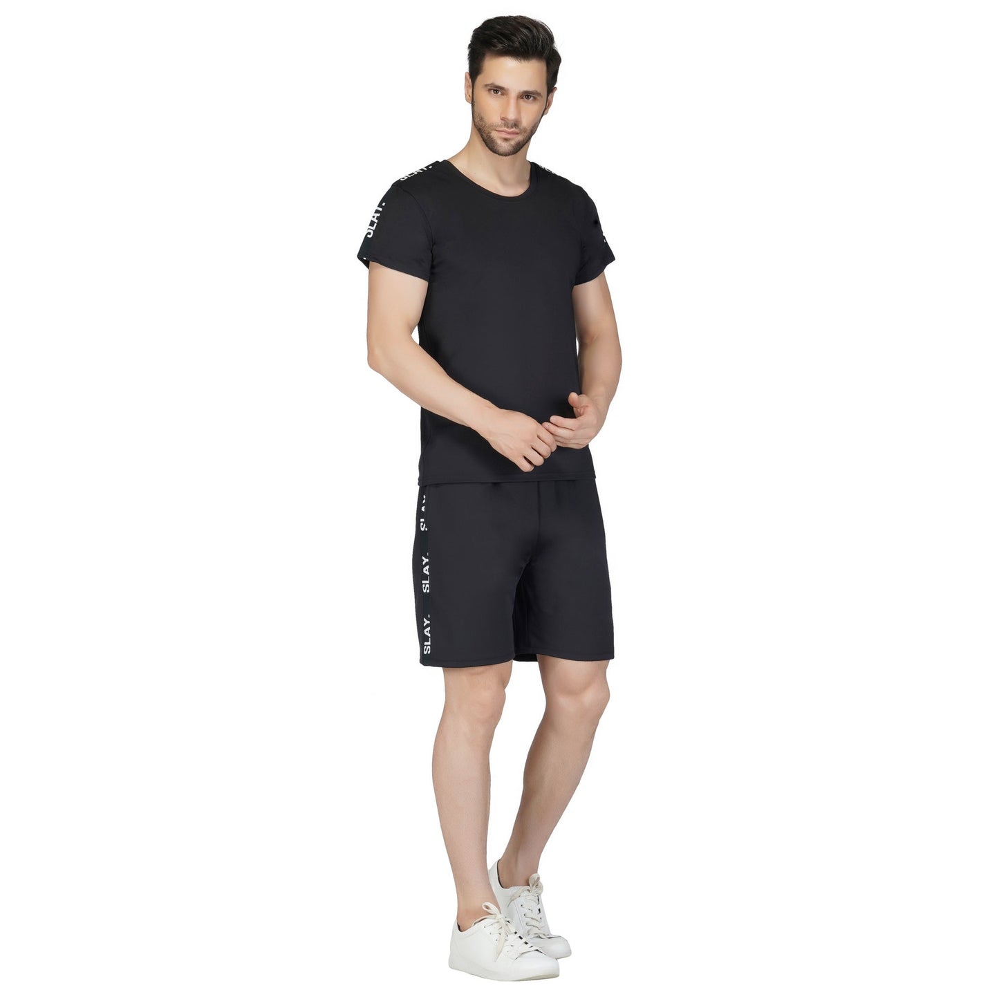 SLAY. Men's Activewear Black Sports Shorts (4 way Stretch Fabric)